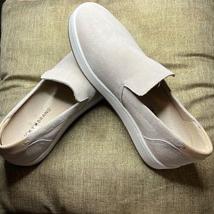 Suede leather slip on canvas sneaker